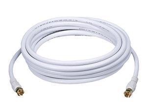 15ft RG6 (18AWG) 75Ohm, Quad Shield, CL2 Coaxial Cable with F Type Connector - White 15ft RG6 (18AWG) 75Ohm, Quad Shield, CL2 Coaxial Cable with F Type Connector - White