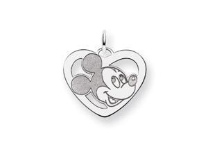 Disney's Mickey Mouse Heart Shaped Charm in Silver - 3/4 Inch Disney's Mickey Mouse Heart Shaped Charm in Silver - 3/4 Inch