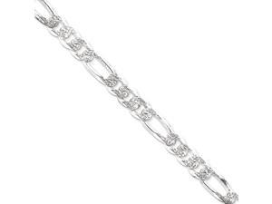 10.5mm, Sterling Silver, Pave Flat Figaro Chain, 24 inch 10.5mm, Sterling Silver, Pave Flat Figaro Chain, 24 inch