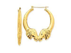 Double Headed Horse Hoop Earrings in 14 Karat Yellow Gold, 45mm Double Headed Horse Hoop Earrings in 14 Karat Yellow Gold, 45mm