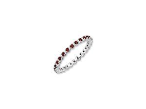 2.25mm Silver Stackable Prong Set Garnet Band - Size 6 2.25mm Silver Stackable Prong Set Garnet Band - Size 6