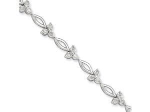 Flower Cluster Diamond Tennis Bracelet in Sterling Silver - 7 inch Flower Cluster Diamond Tennis Bracelet in Sterling Silver - 7 inch