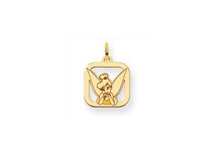 Disney's Tinker Bell Square Charm in 14 Karat Gold Disney's Tinker Bell Square Charm in 14 Karat Gold