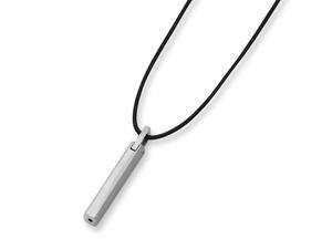 Tungsten Vertical Bar and Black Leather Cord Necklace 18 Inch Tungsten Vertical Bar and Black Leather Cord Necklace 18 Inch