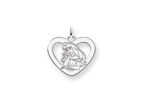 Disney's Princess Aurora Heart Charm in Sterling Silver - 3/4 Inch Disney's Princess Aurora Heart Charm in Sterling Silver - 3/4 Inch