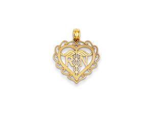 RN Heart Pendant in 14 Karat Yellow Gold RN Heart Pendant in 14 Karat Yellow Gold