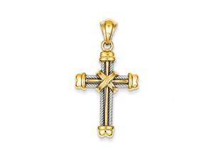 Rope Cross Pendant in 14 Karat Two Tone Gold Rope Cross Pendant in 14 Karat Two Tone Gold