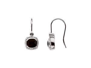 Cushion Onyx and Diamond Dangle Earrings in 14K White Gold Cushion Onyx and Diamond Dangle Earrings in 14K White Gold