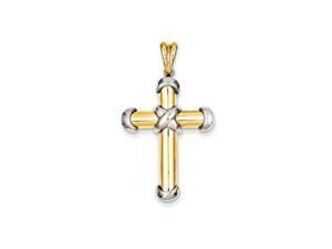 Polished Rope Cross Pendant in 14K Two Tone Gold Polished Rope Cross Pendant in 14K Two Tone Gold