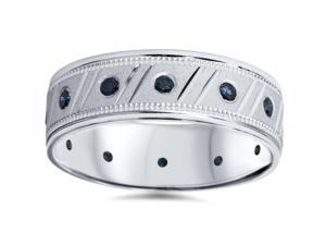 Mens Treated 1/3ct Blue Diamond Brushed Wedding Band 14K White Gold Mens Treated 1/3ct Blue Diamond Brushed Wedding Band 14K White Gold
