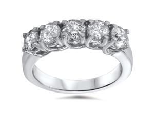 1 1/2ct Five Stone Trellis Diamond Wedding Ring 14K White Gold 1 1/2ct Five Stone Trellis Diamond Wedding Ring 14K White Gold