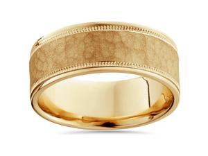 8mm Hammered Mens Wedding Band 14K Yellow Gold 8mm Hammered Mens Wedding Band 14K Yellow Gold