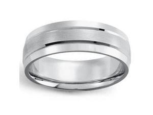 Mens Brushed 6mm Flat Wedding Band 10K White Gold Mens Brushed 6mm Flat Wedding Band 10K White Gold