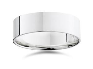 Mens 14K White Gold 7mm Flat Wedding Ring Band Mens 14K White Gold 7mm Flat Wedding Ring Band