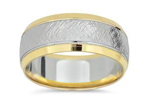 14k Yellow Gold Two Tone Wedding Band Mens 8mm White Gold Handmade Ring 14k Yellow Gold Two Tone Wedding Band Mens 8mm White Gold Handmade Ring