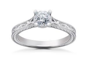 1/2ct Eco Friendly Lab Grown Vintage Scroll Solitaire Sophia Engagement Ring 14k 1/2ct Eco Friendly Lab Grown Vintage Scroll Solitaire Sophia Engagement Ring 14k