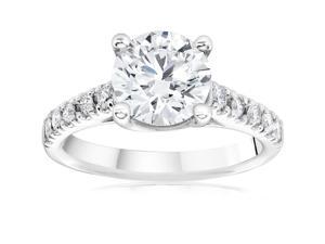2 1/5ct Cathedral Enhanced Round Cut Diamond Engagement Ring 14K White Gold 2 1/5ct Cathedral Enhanced Round Cut Diamond Engagement Ring 14K White Gold