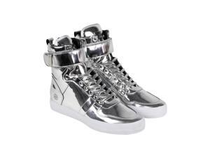 Radii Vertex Liquid Silver Leather Mens High Top Sneakers Radii Vertex Liquid Silver Leather Mens High Top Sneakers