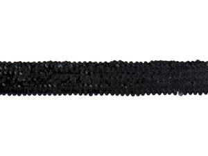 Stretch Sequin Trim 1-3/4" Wide 10 Yards-Black Stretch Sequin Trim 1-3/4" Wide 10 Yards-Black