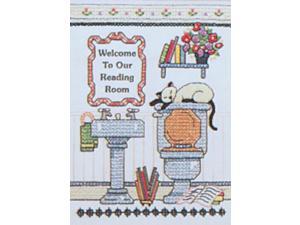 Reading Room Welcome Mini Stamped Cross Stitch Kit-5"X7" Reading Room Welcome Mini Stamped Cross Stitch Kit-5"X7"