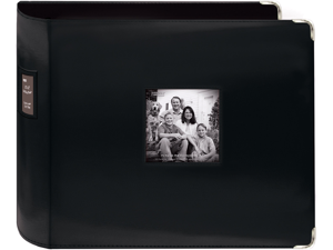 Sewn Leatherette 3-Ring Binder 12"X12"-Black Sewn Leatherette 3-Ring Binder 12"X12"-Black