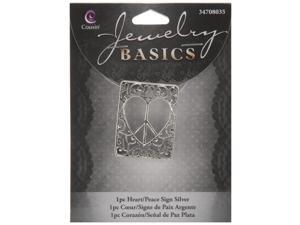 Jewelry Basics Pendant Sets-Heart-Peace Sign Silver 1/Pkg Jewelry Basics Pendant Sets-Heart-Peace Sign Silver 1/Pkg