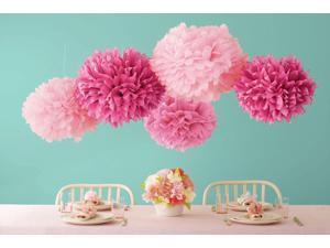 Celebrate Decor Pom Poms 5/Pkg-Pink Celebrate Decor Pom Poms 5/Pkg-Pink