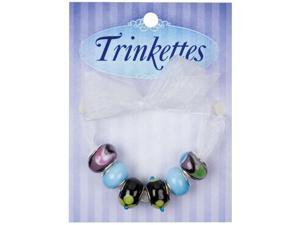 Trinkettes Glass & Metal & Clay Beads 6/Pkg-Black & Yellow Flowers Trinkettes Glass & Metal & Clay Beads 6/Pkg-Black & Yellow Flowers