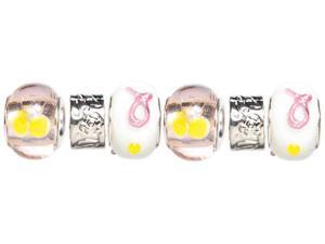 Trinkettes Glass & Metal & Clay Beads 6/Pkg-Pink & Yellow Ribbon Trinkettes Glass & Metal & Clay Beads 6/Pkg-Pink & Yellow Ribbon