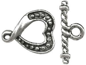 Precious Accents Toggle Clasps 2/Pkg-Antique Silver Heart Precious Accents Toggle Clasps 2/Pkg-Antique Silver Heart