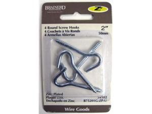 Brainerd 2" Zinc Ceiling Screw Hook 4Pk 54102 Brainerd 54102 022788541025 Brainerd 2" Zinc Ceiling Screw Hook 4Pk 54102 Brainerd 54102 022788541025