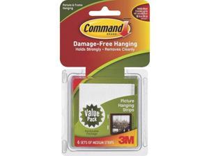 3M 17204 Command Picture Hanging Strips White Medium 6 sets/pk 3M 17204 Command Picture Hanging Strips White Medium 6 sets/pk