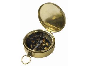 1 3/4" Pocket Compass Key Chain - Brass with Black Face 1 3/4" Pocket Compass Key Chain - Brass with Black Face