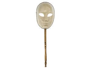 White Hand Held Venetian Mask - Full Faced Carnival Costume White Hand Held Venetian Mask - Full Faced Carnival Costume