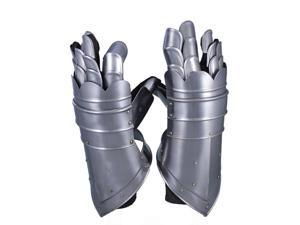 Leather and Metal Gauntlet Gloves: Medieval Costume Leather and Metal Gauntlet Gloves: Medieval Costume