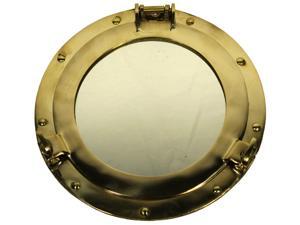 11" Brass Porthole Mirror: Maritime and Nautical Ship Decor 11" Brass Porthole Mirror: Maritime and Nautical Ship Decor