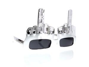 Party Middle Finger Sunglasses Chrome Flippin' Bird Fun Novelty Silver Party Middle Finger Sunglasses Chrome Flippin' Bird Fun Novelty Silver