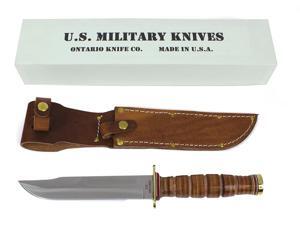 Ontario ONONP4 Knives Fixed Knife Leather Handle P4 U S M C Combat 12 1/4" Overa Ontario ONONP4 Knives Fixed Knife Leather Handle P4 U S M C Combat 12 1/4" Overa