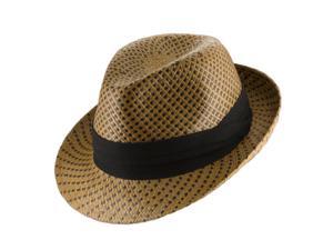 PALERMO FEDORA Panama Straw Hat SNAP BRIM Brown 7 5/8 PALERMO FEDORA Panama Straw Hat SNAP BRIM Brown 7 5/8