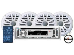 Boss Marine MR648S CD MP3 Receiver w/ 2 Pairs of MR6W 6.5" White Speakers Boss Marine MR648S CD MP3 Receiver w/ 2 Pairs of MR6W 6.5" White Speakers