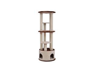 Pawhut 61" Three Story Cat Tree Scratching Post Condo - Brown Pawhut 61" Three Story Cat Tree Scratching Post Condo - Brown