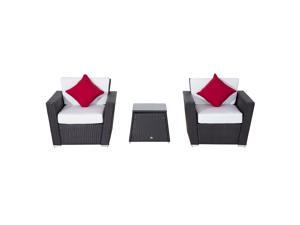 Outsunny 3pc Outdoor Rattan Patio Furniture Seating Set Outsunny 3pc Outdoor Rattan Patio Furniture Seating Set