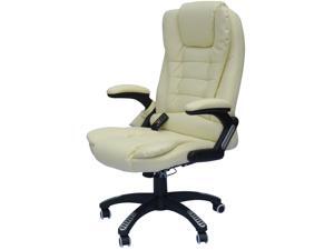 HomCom Executive Ergonomic PU Leather Heated Vibrating Massage Office Chair - Cream HomCom Executive Ergonomic PU Leather Heated Vibrating Massage Office Chair - Cream