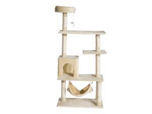 Pawhut 60” Multi-Scratcher Scratching Post Cat Tree – Beige Pawhut 60” Multi-Scratcher Scratching Post Cat Tree – Beige