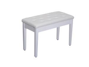 HomCom Faux Leather Padded Double / Duet Piano Bench w/ Music Storage - White HomCom Faux Leather Padded Double / Duet Piano Bench w/ Music Storage - White