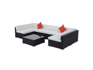 Outsunny 7 Piece Outdoor Patio PE Rattan Wicker Sofa Sectional Furniture Set Outsunny 7 Piece Outdoor Patio PE Rattan Wicker Sofa Sectional Furniture Set