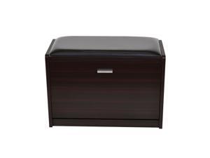 HomCom 9 Pair Shoe Storage Bench - Dark Walnut and Black HomCom 9 Pair Shoe Storage Bench - Dark Walnut and Black