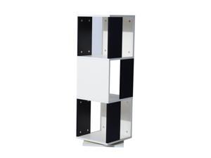 HomCom 3-Tier Rotating Bookshelf - Black and White HomCom 3-Tier Rotating Bookshelf - Black and White