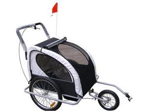 Aosom Elite 2in1 Double Child Bike Trailer / Jogger - Black / White Aosom Elite 2in1 Double Child Bike Trailer / Jogger - Black / White