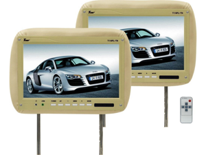 New Pair Tview T110pl 11.2" Tan Car Headrest Widescreen Lcd Monitors W/ Remotes New Pair Tview T110pl 11.2" Tan Car Headrest Widescreen Lcd Monitors W/ Remotes
